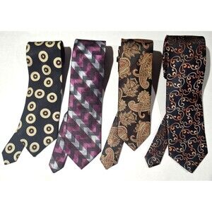 Lot of 4 Men's Designer Neckties Claiborne Adolfo Valerio Garati Bergamo